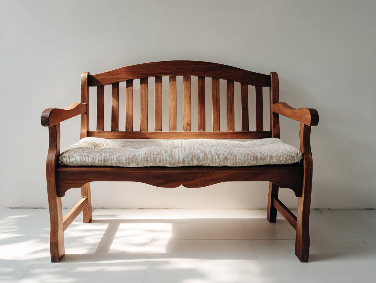 Banco de jardín de madera 150x60x90 cm - madera oscura - estilo clásico