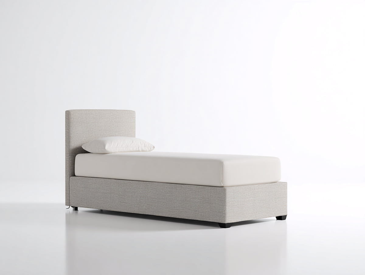 Cama individual tapizada 190x90x100 cm - gris claro - diseño moderno