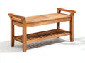 Bancos de jardín de madera 120 x 42 x 58 cm - Marrón natural - Asiento de listones y estante inferior