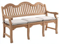 Bancos de jardín de madera 180x65x95 cm - Color madera natural - Estilo clásico con respaldo curvado y reposabrazos