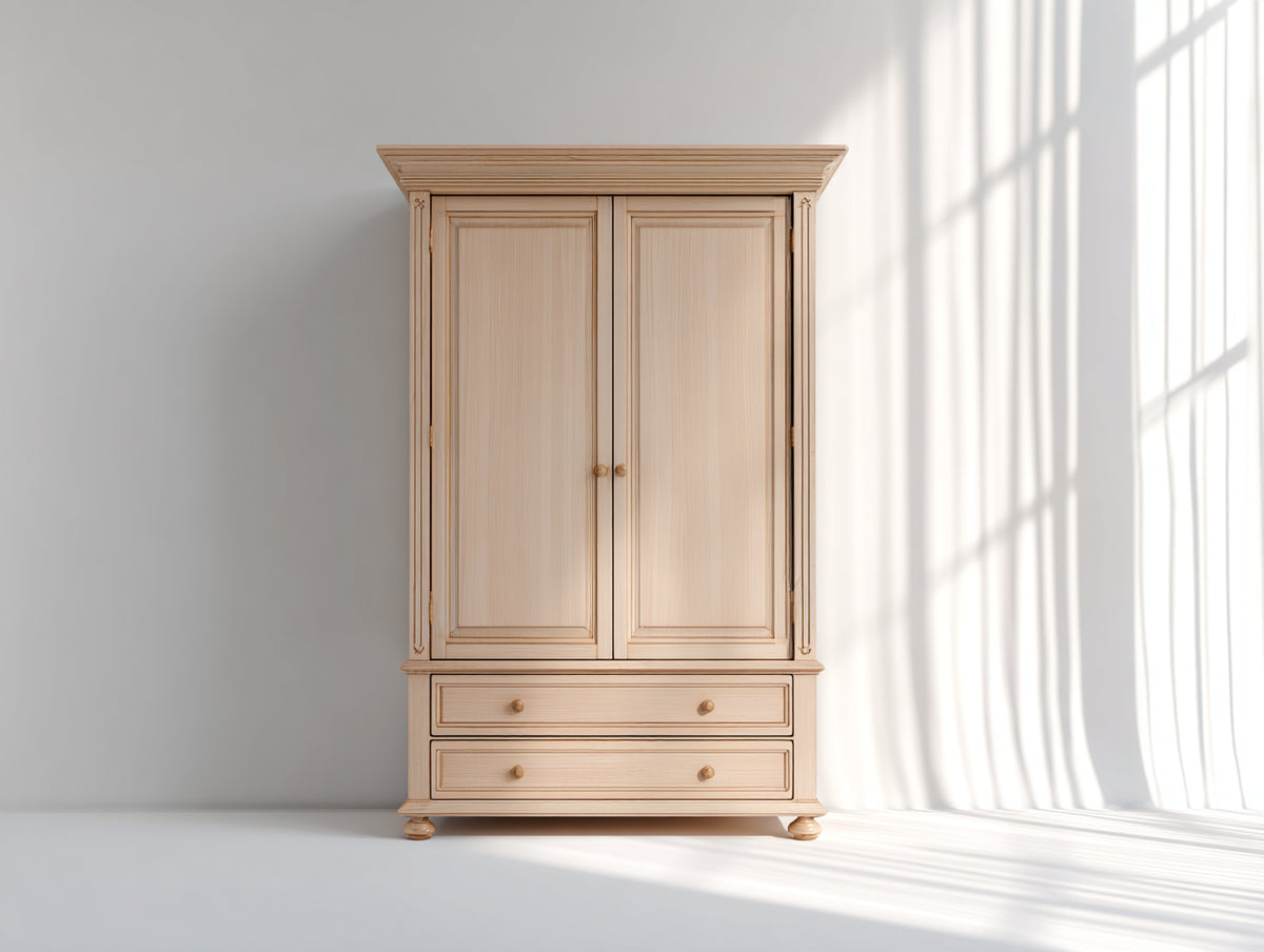 Armarios de madera 100x45x190 cm - Color madera natural - Estilo clásico con puertas y cajones