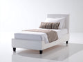 Camas individuales - Cama individual tapizada de tela 200x90x95 cm - Blanco diseño moderno