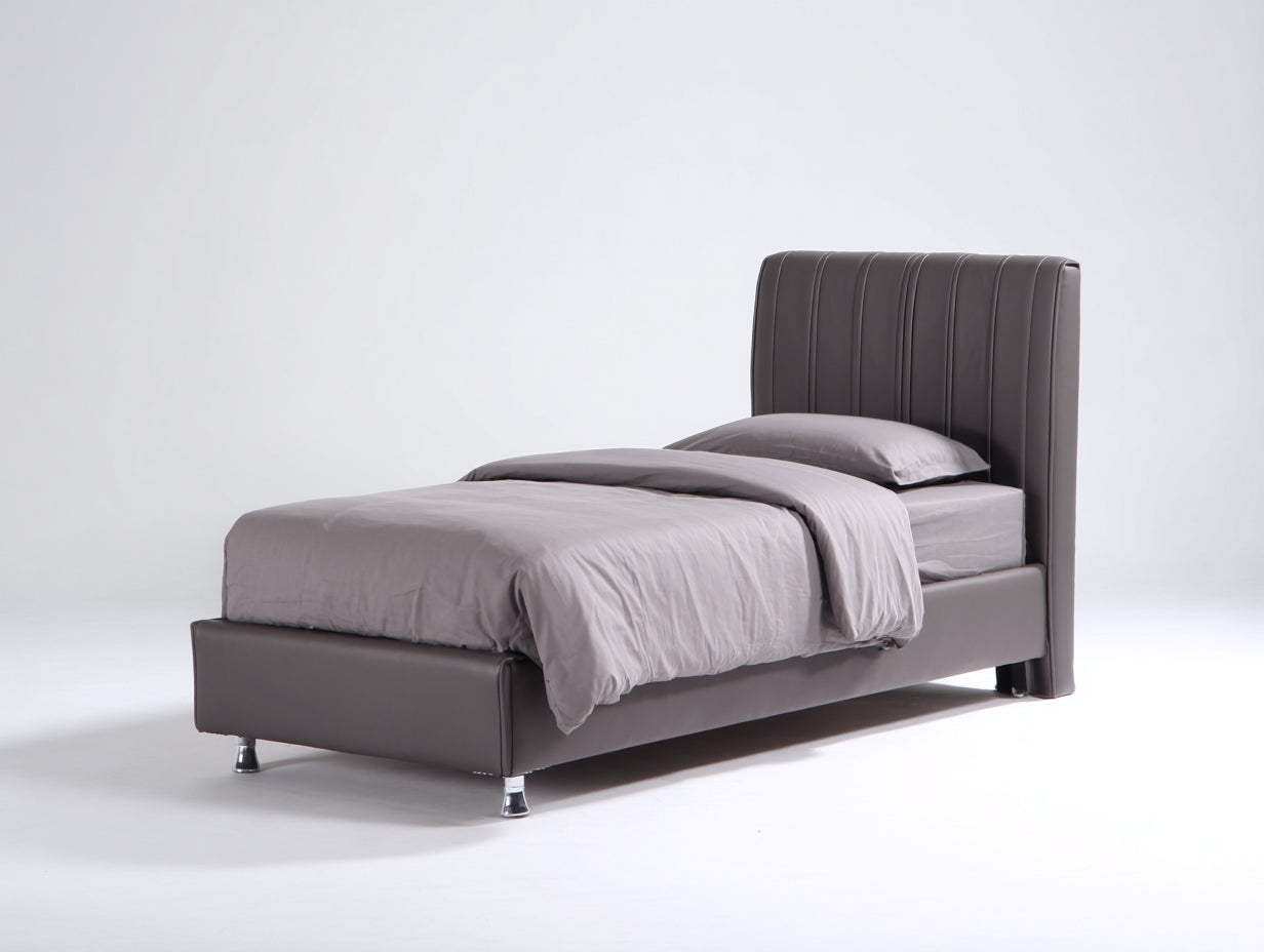 Cama individual tapizada 190x90x105 cm - gris oscuro - diseño moderno