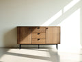 Mueble recibidor de madera 180x40x75 cm - color marrón - diseño moderno con puertas y cajones para entrada