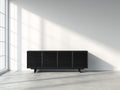 Mueble recibidor de madera 160x40x70 cm - Color negro - Estilo moderno con 4 puertas de almacenamiento