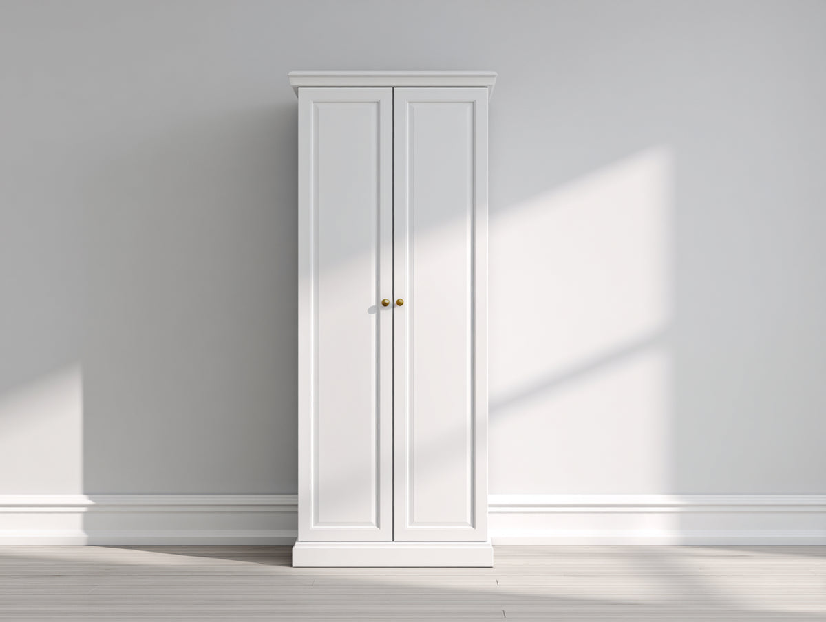 Armarios de madera manufacturada 80 x 50 x 190 cm - Blanco - Dos puertas y diseño clásico