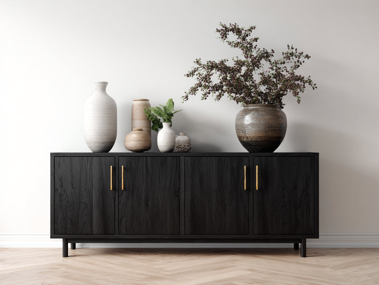 Mueble recibidor 180x40x75 cm - negro - diseño moderno
