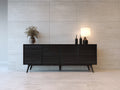 Mueble recibidor de madera manufacturada 160 x 42 x 82 cm - Negro - Cuatro puertas y diseño moderno