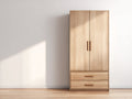 Armarios de madera acabado roble claro 100x40x180 cm - color natural - diseño moderno con puertas y cajones