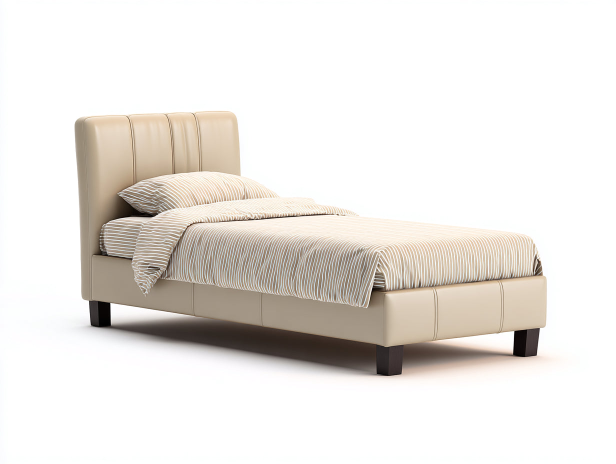 Camas individuales tapizadas 200 x 100 x 110 cm - Beige - Cabecero acolchado de diseño moderno