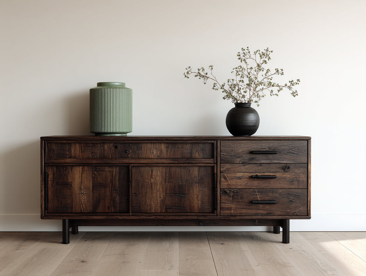 Mueble recibidor 180x40x75 cm - madera oscura - estilo moderno