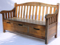 Bancos de jardín de madera 180x65x95 cm - Color madera natural - Estilo clásico con respaldo reposabrazos y 3 cajones