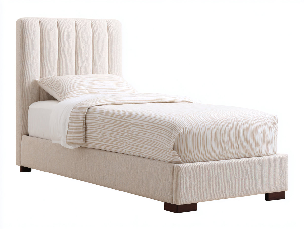 Camas individuales tapizadas 200x100x110 cm - Color beige - Estilo moderno con cabecero acolchado