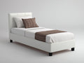 Camas individuales tapizadas de tela 200x90x100 cm - color blanco - diseño moderno con cabecero acolchado para dormitorio