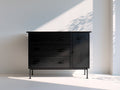 Mueble recibidor - Aparador con tres cajones y una puerta de MDF 120x40x80 cm - Negro diseño moderno