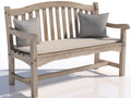 Bancos de jardín de madera 180x65x90 cm - color madera natural - diseño clásico con respaldo curvo y reposabrazos para exterior