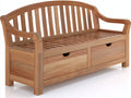 Bancos de jardín de madera 130 x 60 x 90 cm - Marrón natural - Dos plazas y dos cajones de almacenamiento